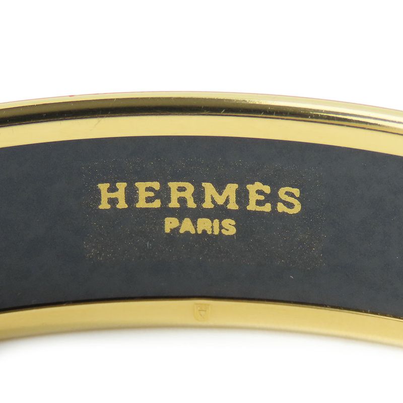 Hermes Bangle Emile Metal Enamel Red Multicolor Gold Hardware Accessories