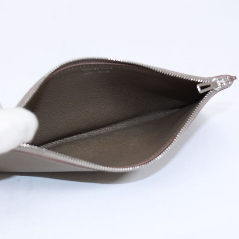 Hermes Passant Long Origan Leather Brown Wallet Silver