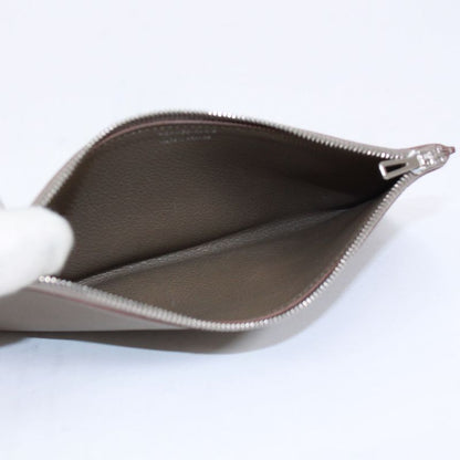 Hermes Passant Long Origan Leather Brown Wallet Silver