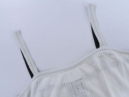 Authentic Chanel Coco Mark Logo Camisole Top 40 Cotton White Women's Clothing