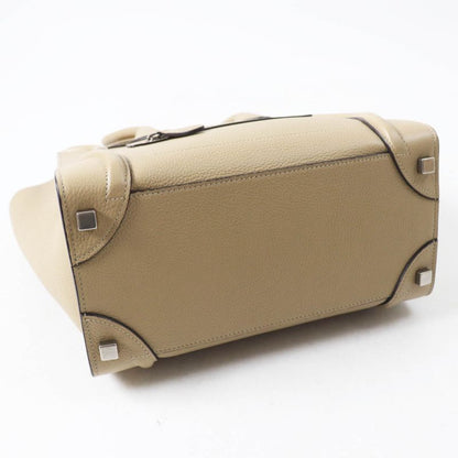 Celine 18979 Luggage Micro Shopper Dune Drummed Calfskin Handbag Storage With