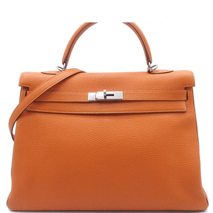 Hermes Kelly 35 Potiron Silver Togo Retourne 2-Way Shoulder Bag