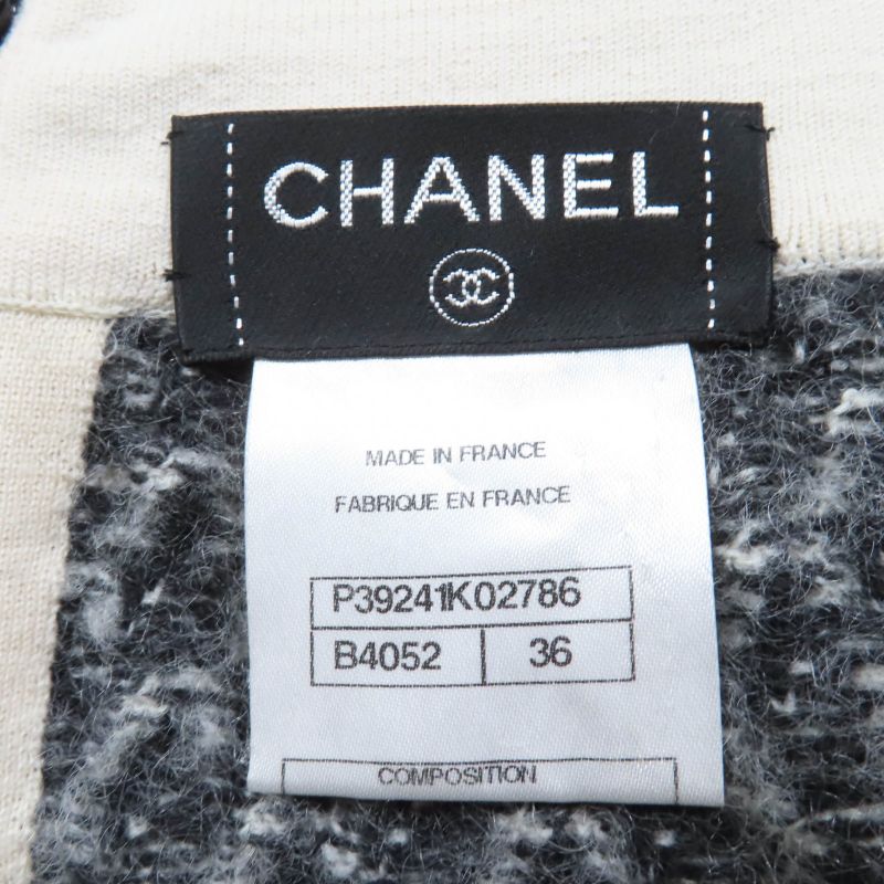 CHANEL P39241k02786 Mohair Silk Cashmere Coco Button Knit Miniskirt Grayish 36