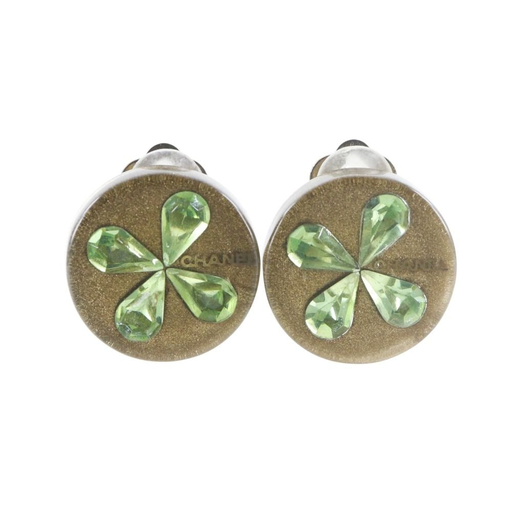 Chanel Clover Plastic Gold Plated 01c Earrings
