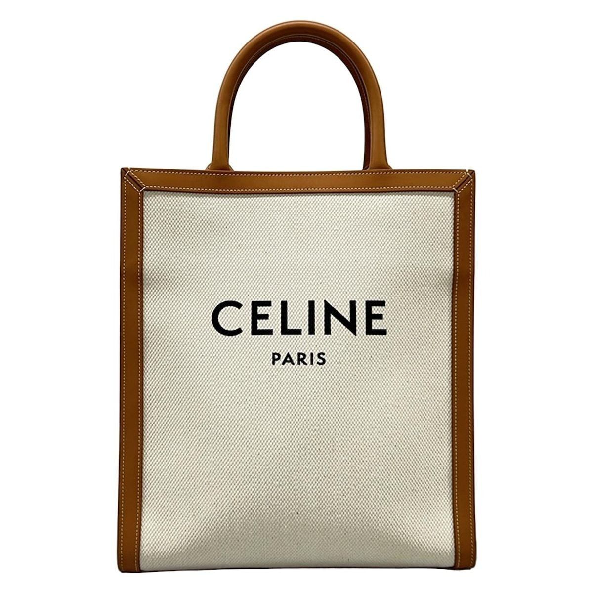 Celine Tote Small Vertical Cabas Ivory Brown Leather