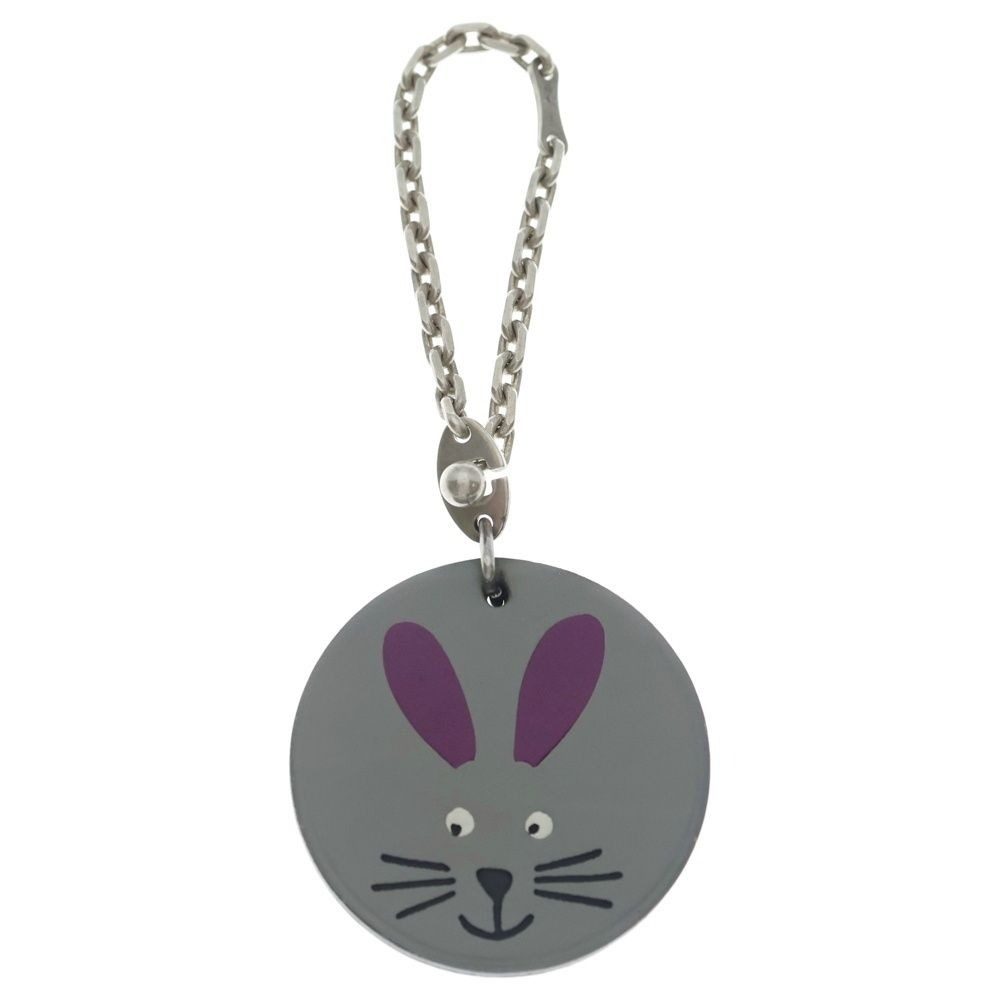 Hermes Rabbit Motif Bag Charm Leather Gray