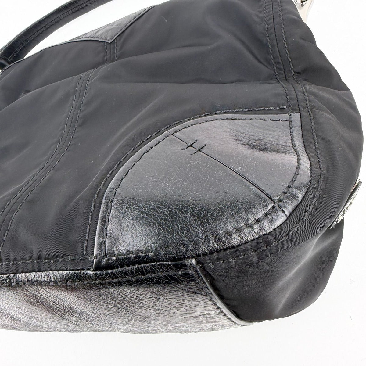 Prada Tote Black Nylon Leather Vintage — view 11