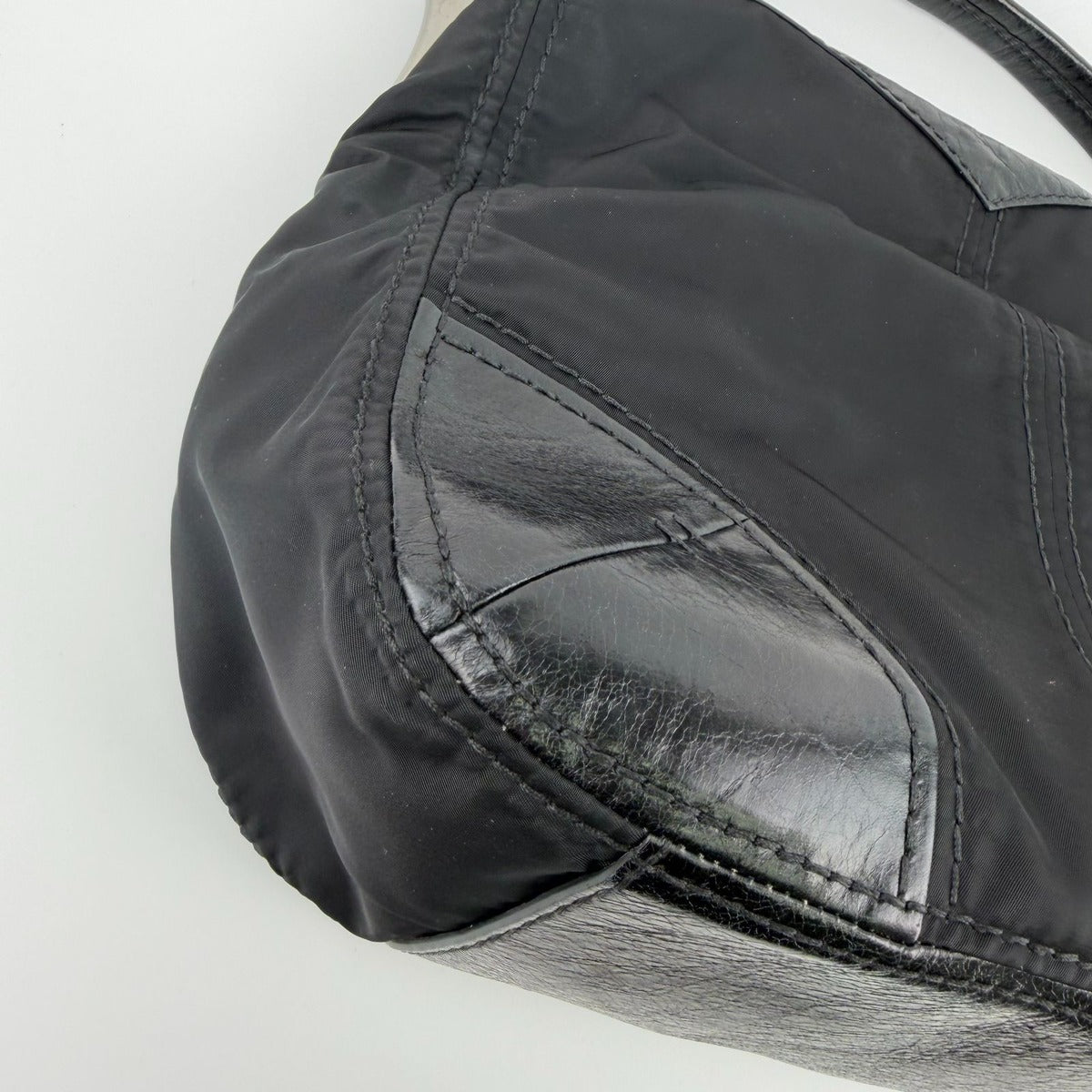 Prada Tote Black Nylon Leather Vintage — view 12