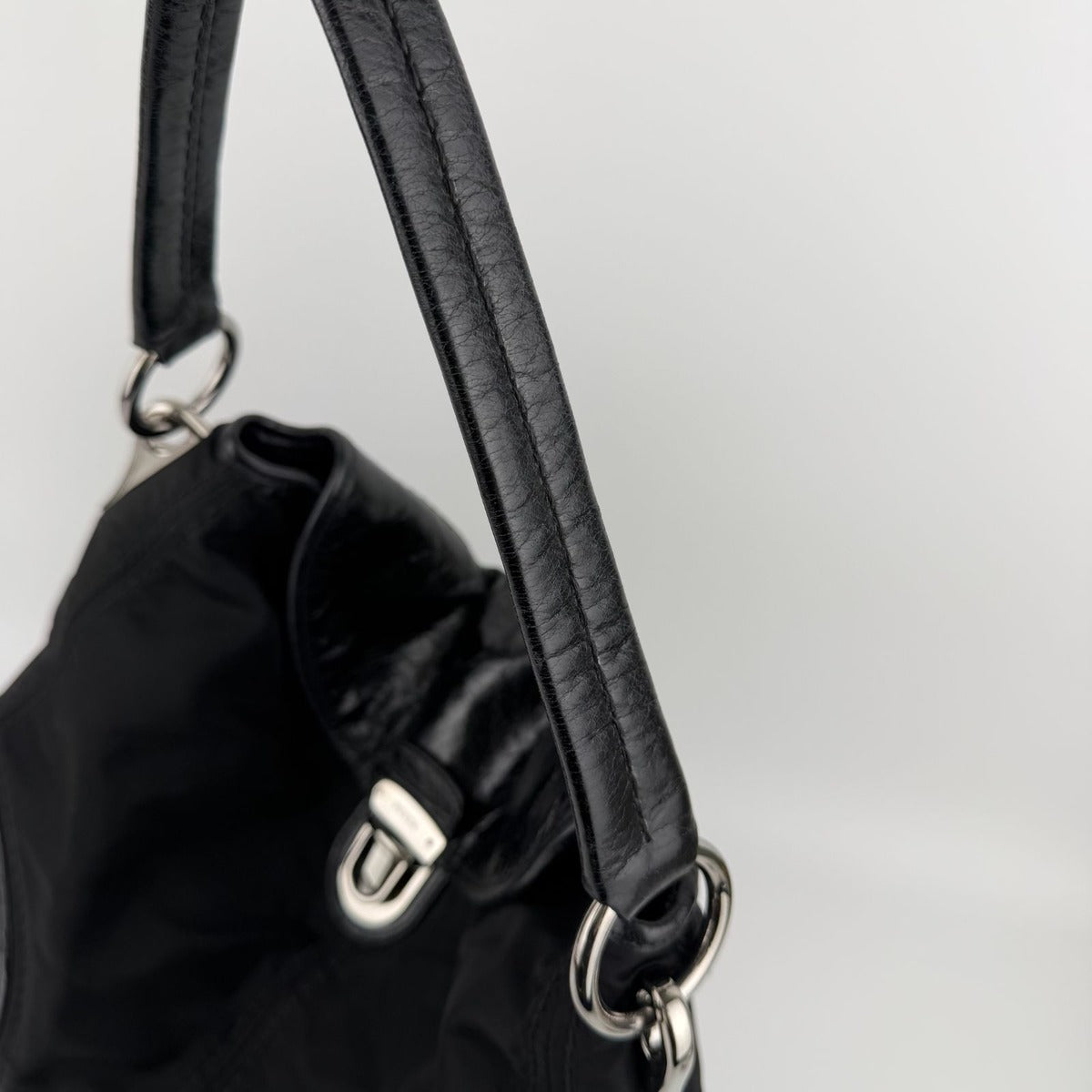 Prada Tote Black Nylon Leather Vintage — view 13