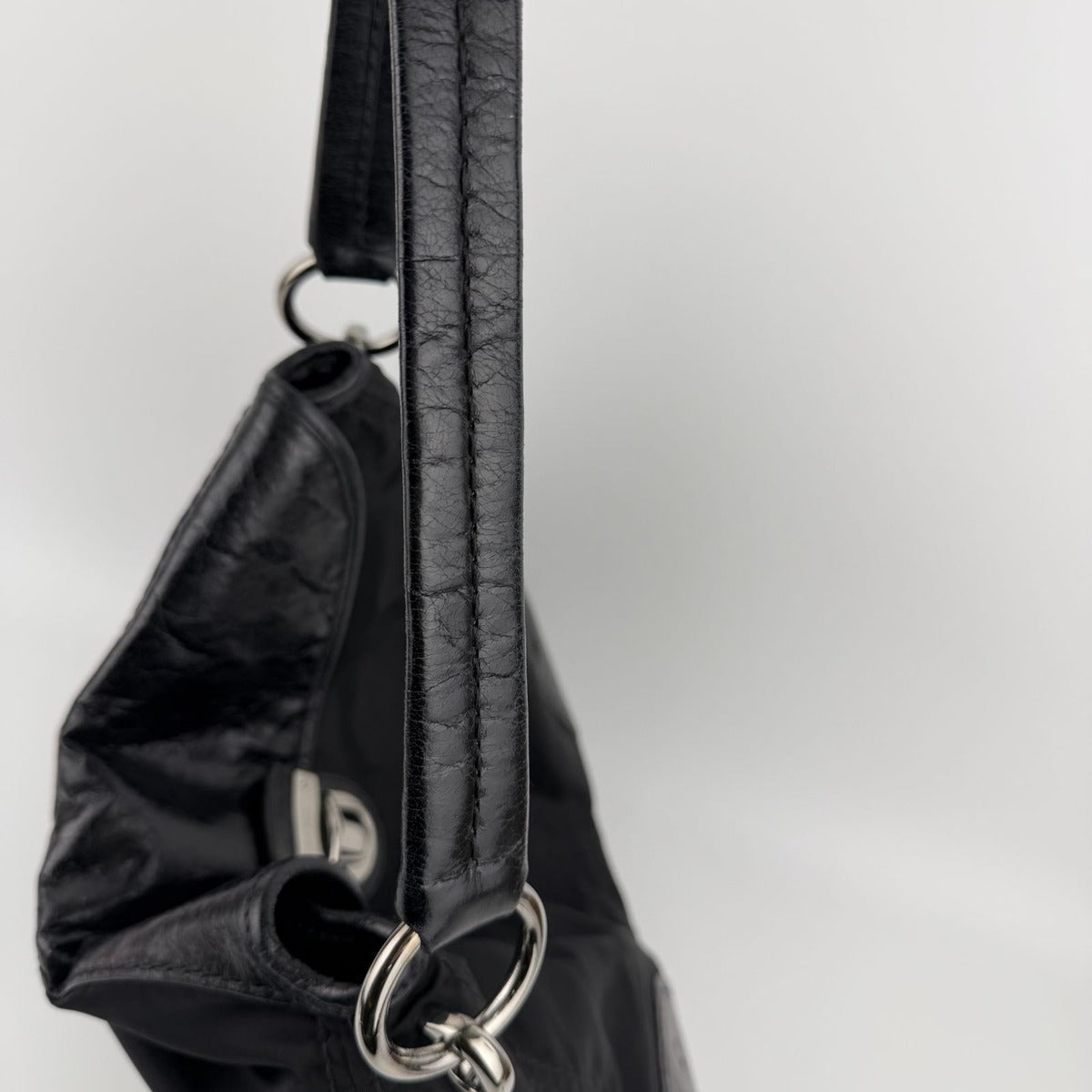 Prada Tote Black Nylon Leather Vintage — view 14