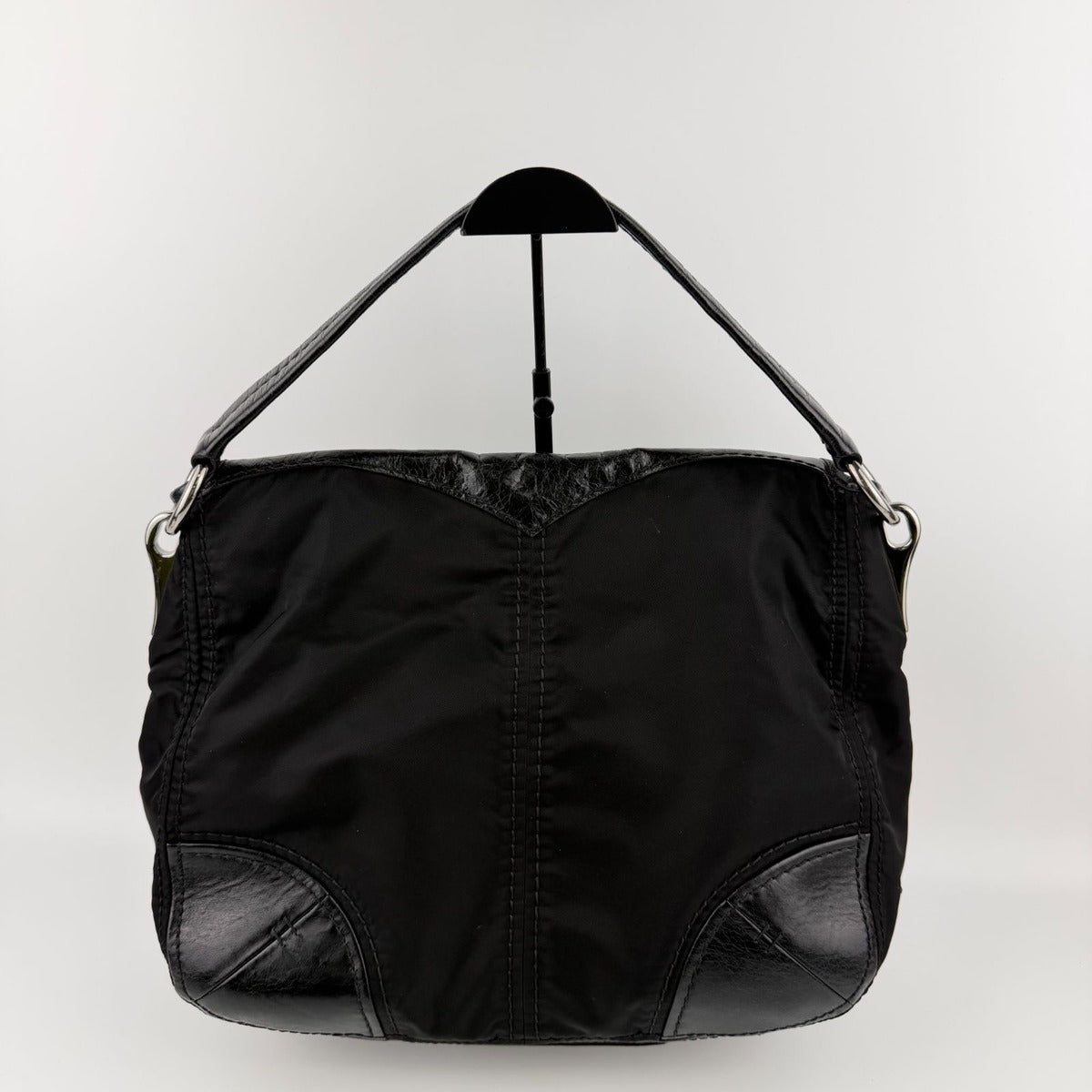 Prada Tote Black Nylon Leather Vintage — view 4