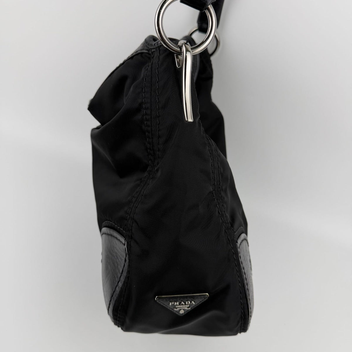 Prada Tote Black Nylon Leather Vintage — view 5