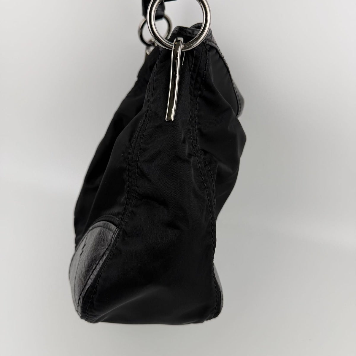 Prada Tote Black Nylon Leather Vintage — view 6