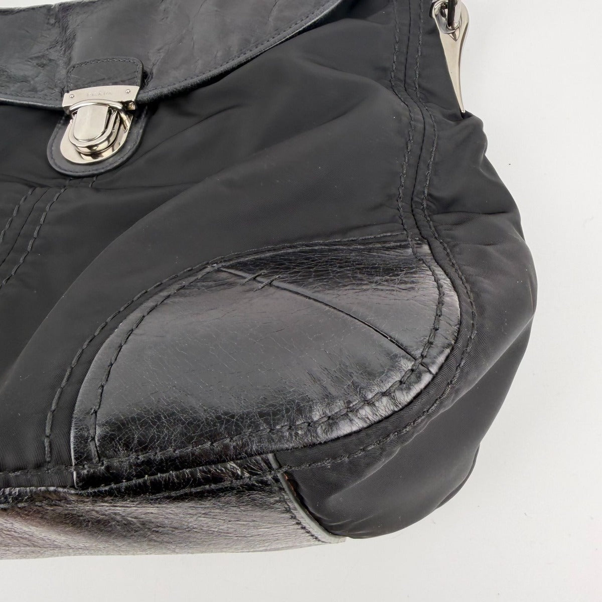 Prada Tote Black Nylon Leather Vintage — view 10