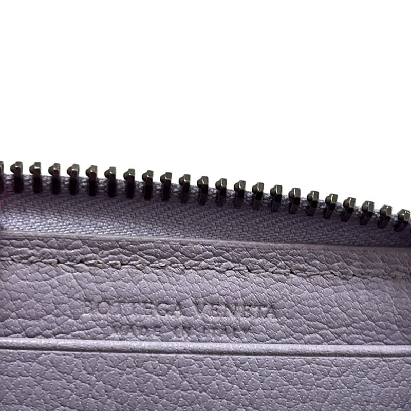 Bottega Veneta Coin Case Intrecciato Light Purple Round Zipper Leather