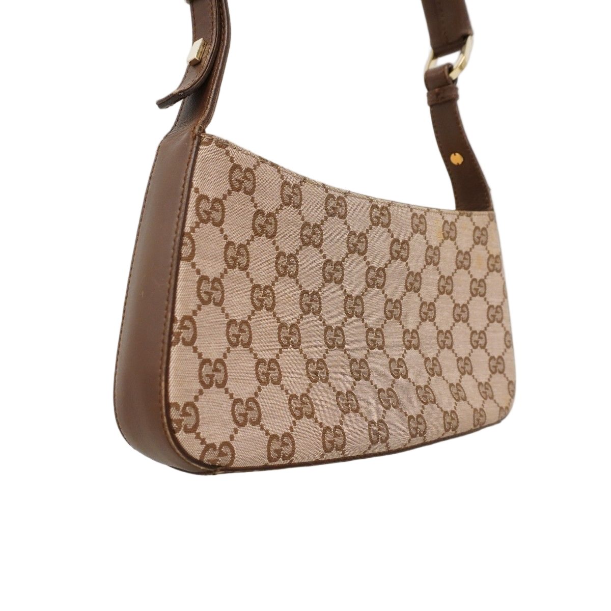 Gucci Handbag 001 Canvas Leather Brown Gold — view 2