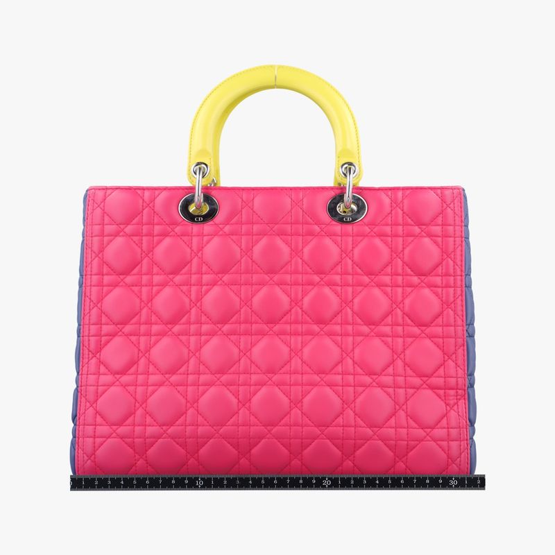 Christian Diorchristian Dior Lady Dior Rose Red And Yellow And Blue Lambskin