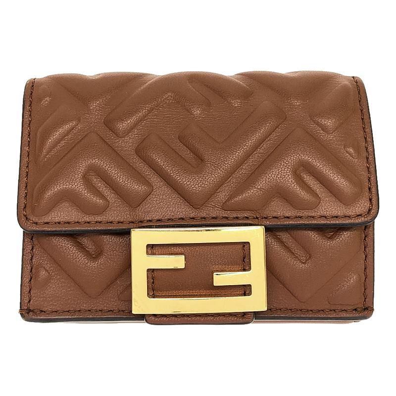 Fendi - Micro Tri-fold Wallet Leather Compact Wallet Purse - Brown - Women
