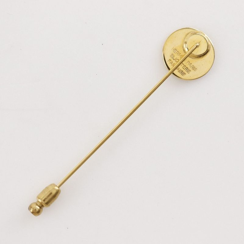 Hermes Sellier Brooch Set Of Two Bijouterie Fantaisie Gold Plated Ladies 2.0g