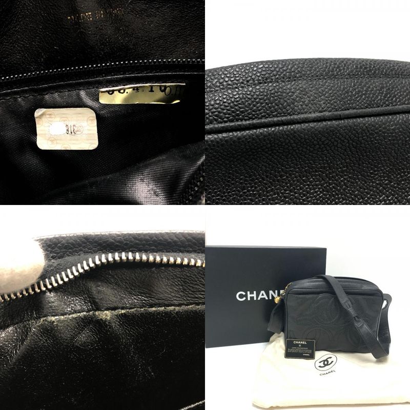 Chanel Shoulder Bag Triple Coco A04633 Caviar Skin Black