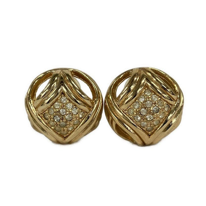 Dior Earrings Gold Line Stone Clear