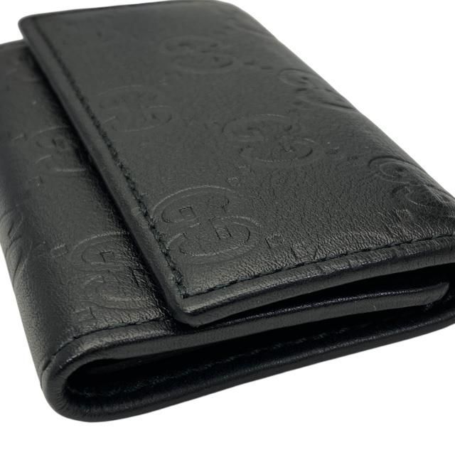 Gucci 138098 Guccissima 6-slot Key Case Key Hook Leather Black