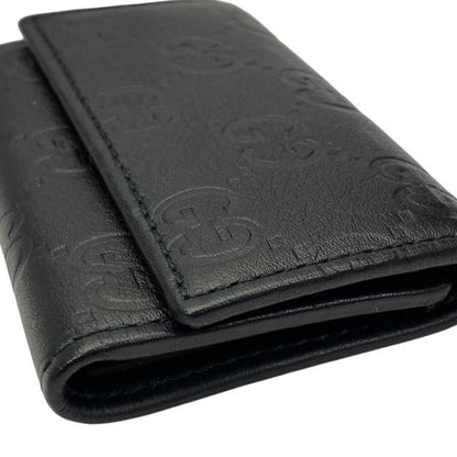 Gucci 138098 Guccissima 6-slot Key Case Key Hook Leather Black