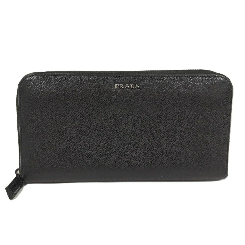 Prada Zip Around Wallet Leather Black