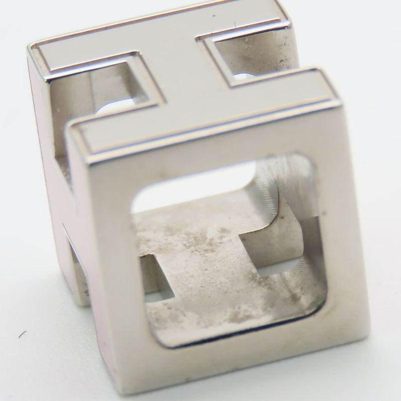 Hermes Necklace Caged Ash Metal Pink Silver Hardware H Cube Accessories
