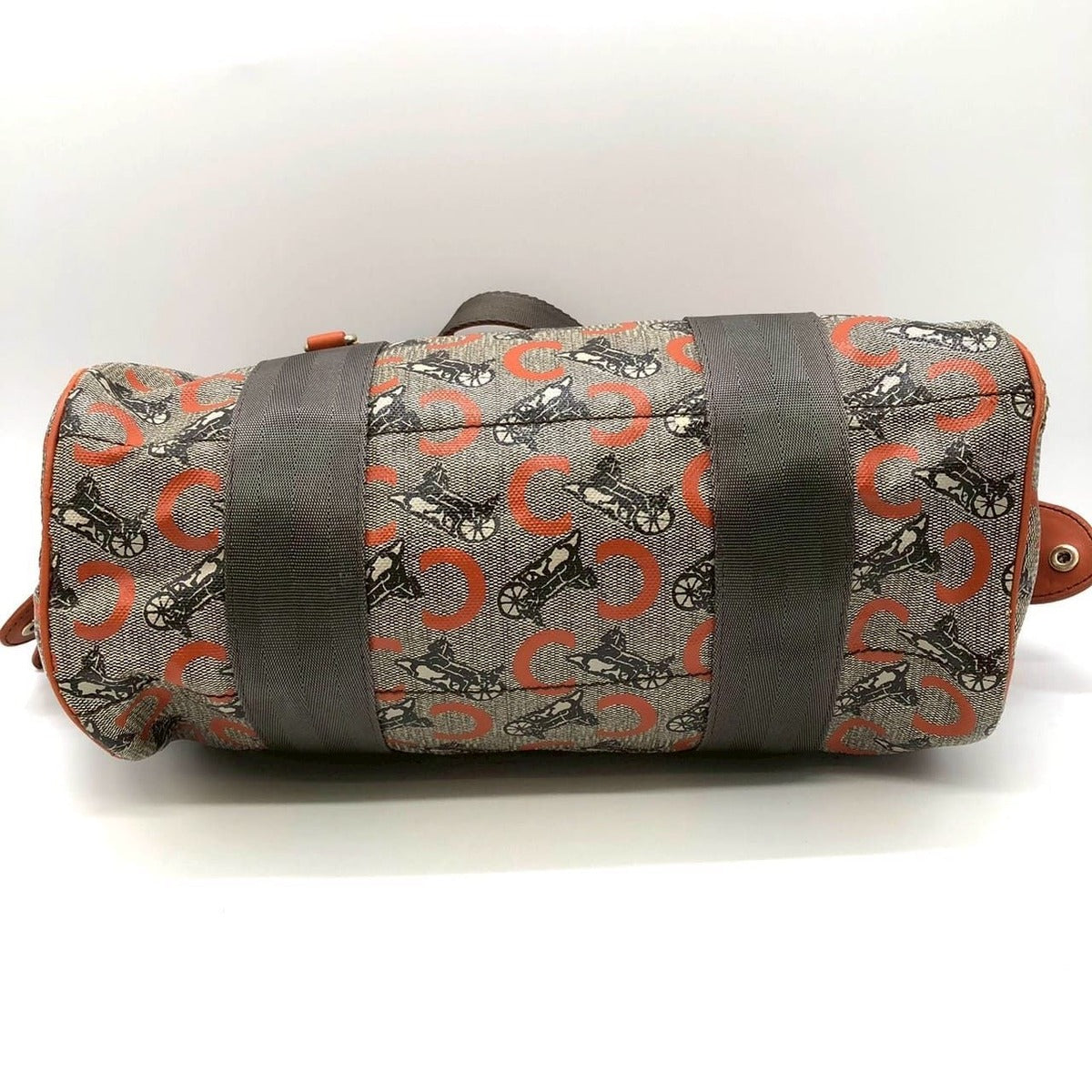 Celine Handbag Mini Boston C Macadam Leather Orange Canvas — view 3