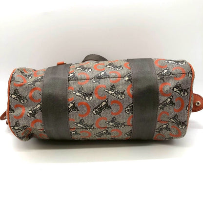 Celine Handbag Mini Boston C Macadam Leather Orange Canvas — view 3