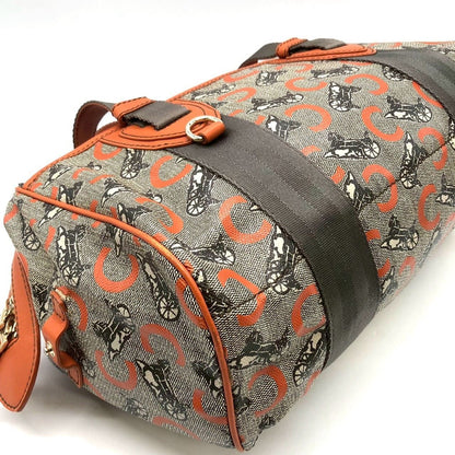 Celine Handbag Mini Boston C Macadam Leather Orange Canvas — view 5
