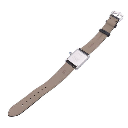 Cartier Tank Must SM Silver Stainless Steel Leather Watch Quartz — view 3