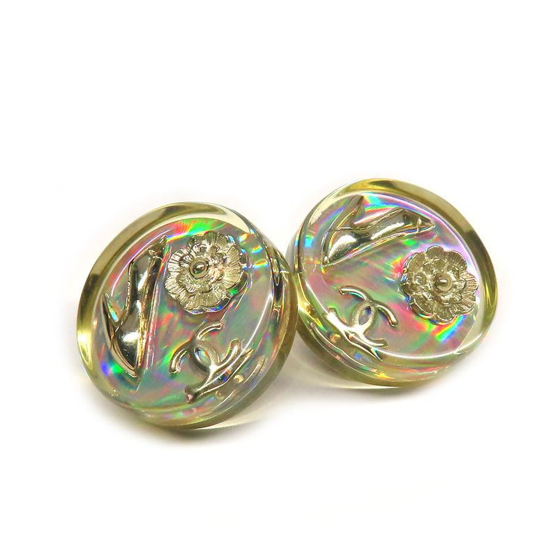 Chanel Earring Round Shape Coco Mark Camellia Heel Motif Pair 97P