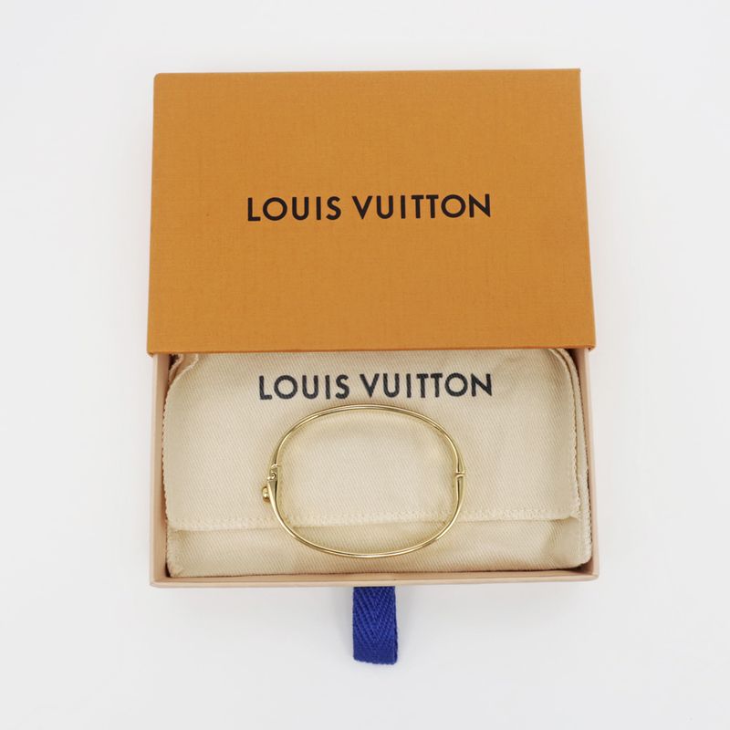 Louis Vuitton Rigid Bracelet Nanogram Strass M64860 Gold S Bangle
