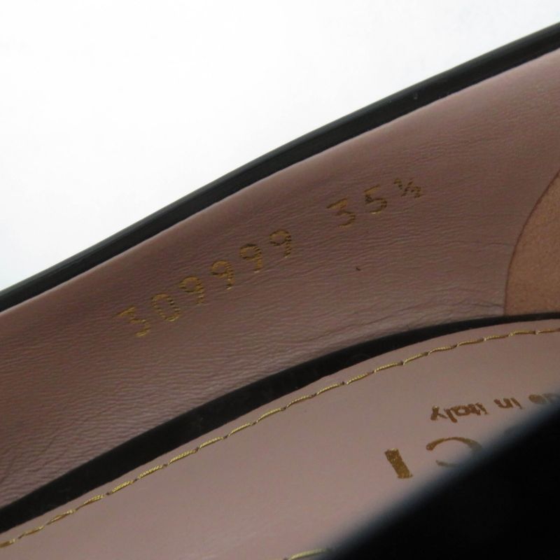 Gucci 309999 Round Toe Patent Leather Pumps Black 35.5 Women