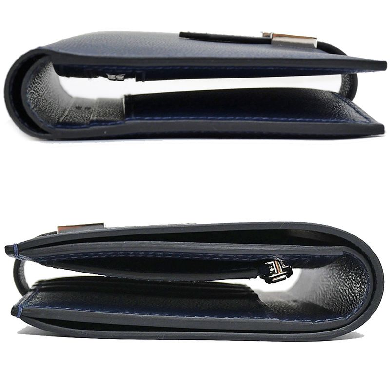 Hermes Bearn Compact Bifold Wallet Blue Nuit Silver Hardware Vo Madame