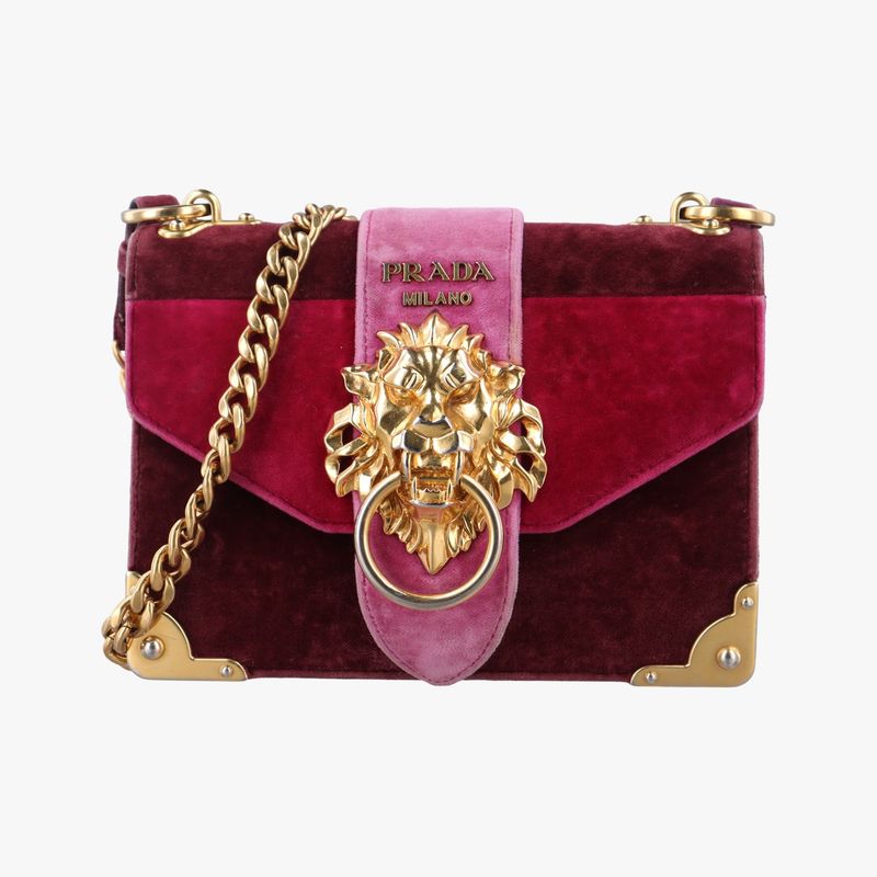 Prada Cahier Lion Head Red And Pink Velour 1bd089110