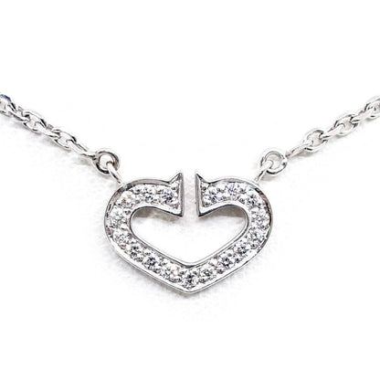 Cartier 18K White Gold C Heart Diamond Necklace Pendant