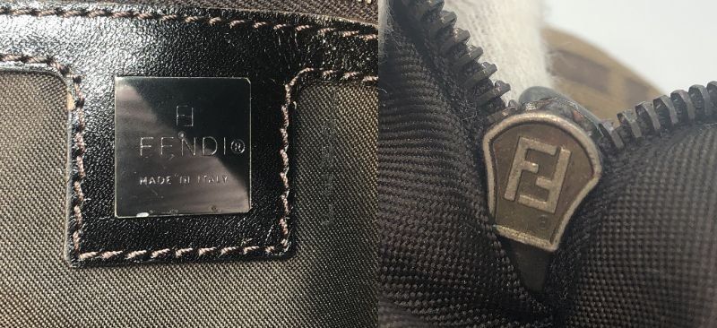 Fendi Zucca Pattern 2241-8bn005-019 Nylon Canvas X Leather Handbag Tote Brown