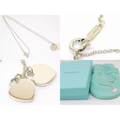Tiffany & Co Pretty Double Heart Necklace Return to Silver 8C — view 2