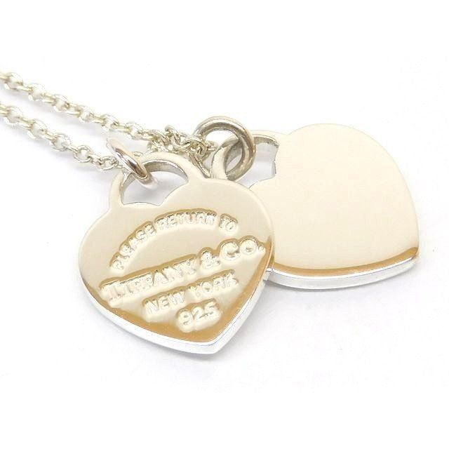 Tiffany & Co Pretty Double Heart Necklace Return to Silver 8C