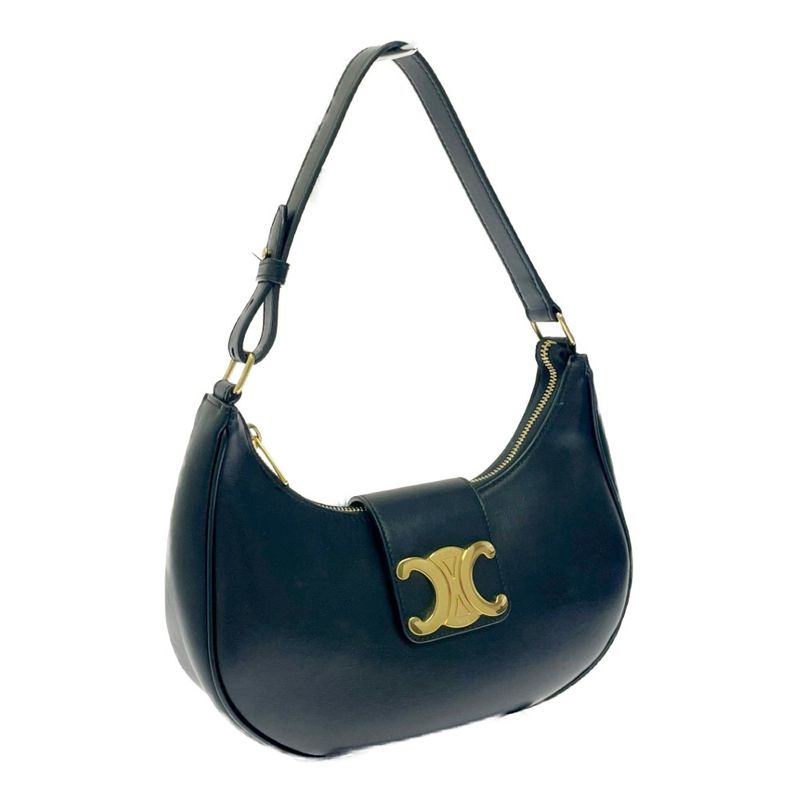 Celine Leather Triomphe Ava Shoulder Bag Black 456032 Shoulder Bag