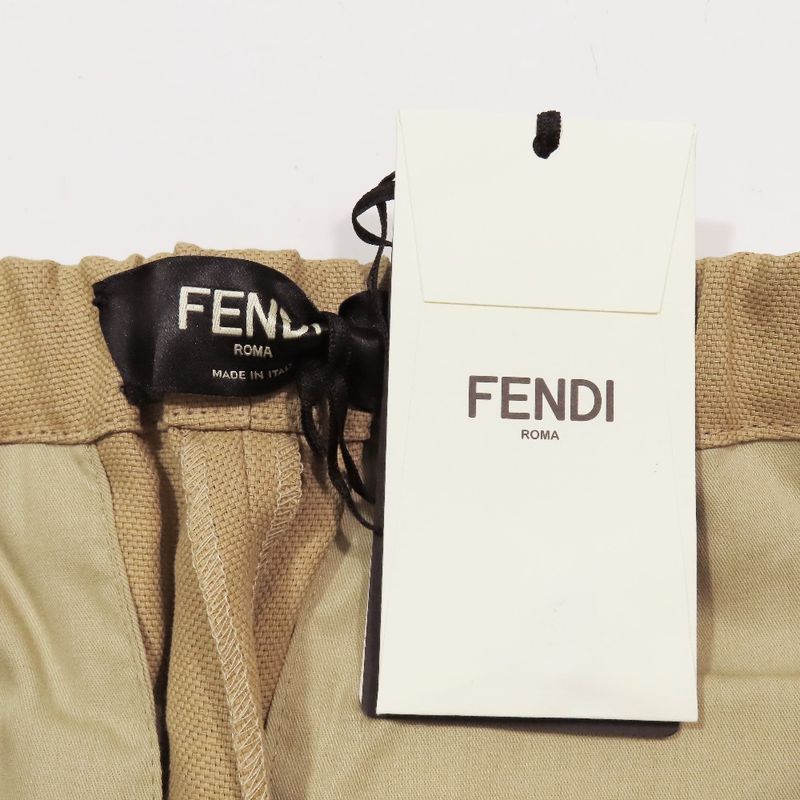 Unused 2023 Fendi Textile Paper Tuck Slacks Wide Straight Pants Bottoms 46