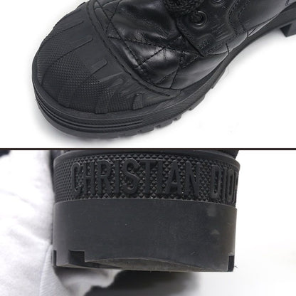 Dior Long Boots Cannage 37 Black Leather Lace Up