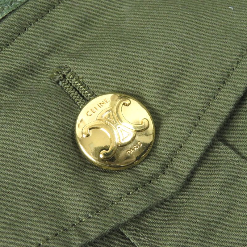 Celine 2c580106k 100% Cotton Triomphe Button Military Shirt Short Sleeve Shirt