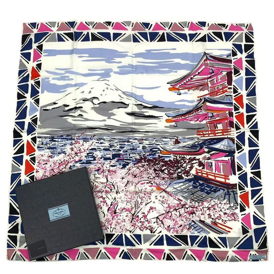 Prada Scarf Silk Arakurayama Sengen Park Multicolor Box