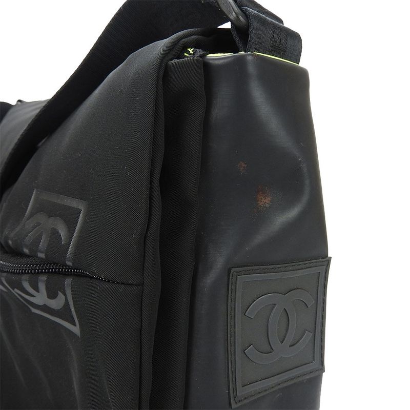 Chanel Sport Line Shoulder Bag Fluorescent Yellow Mesh 9th Rubber Nylon