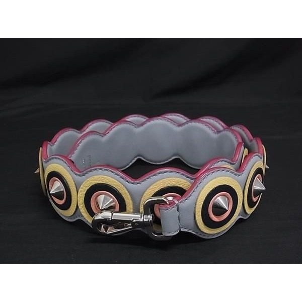 Fendi Strap You Leather Studded Bag Shoulder Gray Multicolor