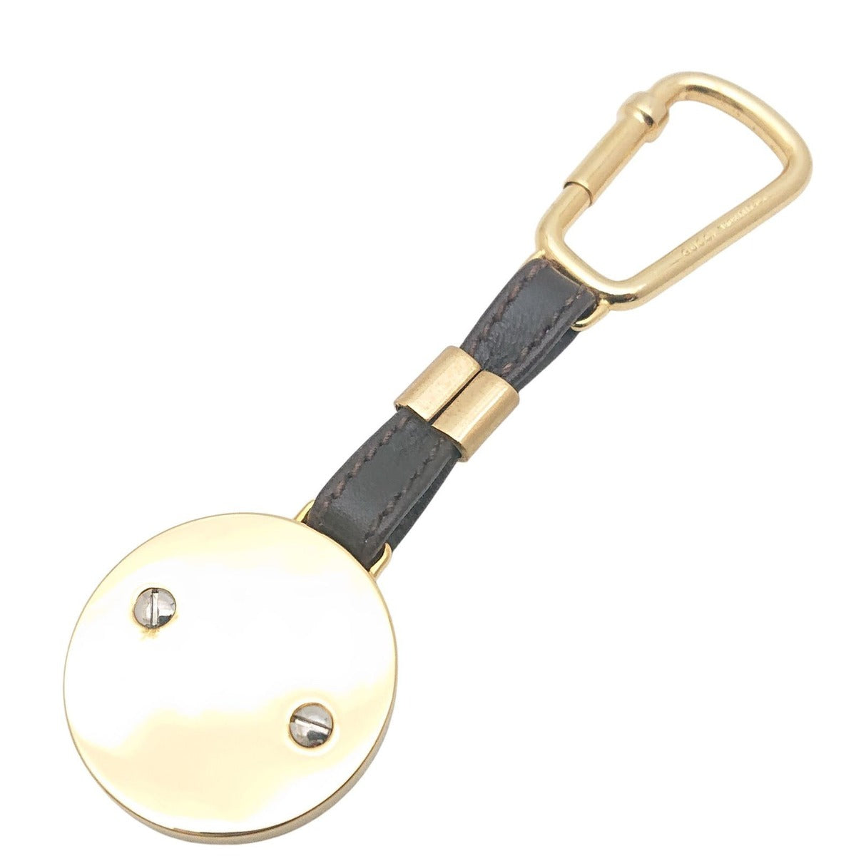 Gucci Vintage Key Holder Charm Leather Brown Gold Silver — view 3